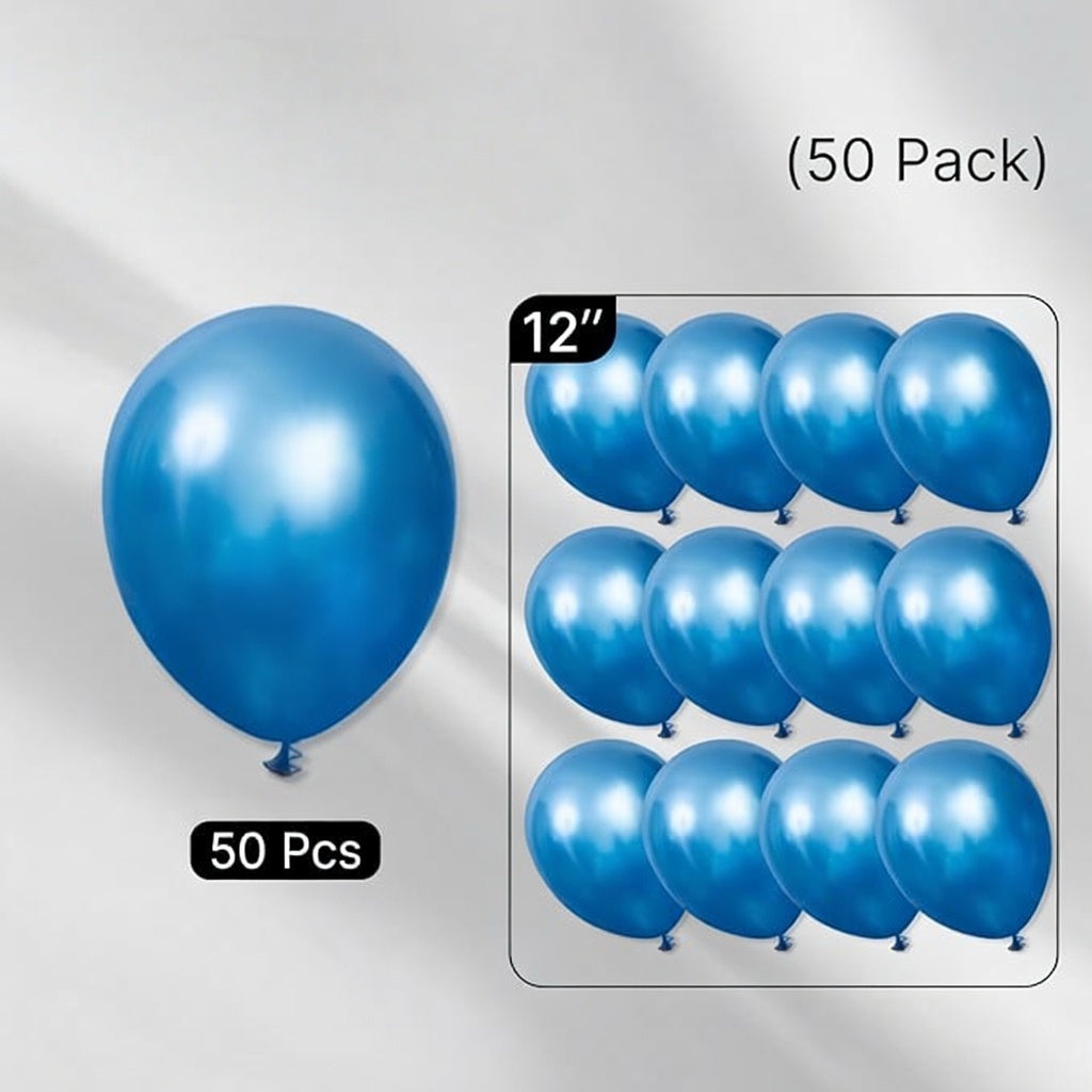 Metallic Blue Balloons 50 pcs 12 Inch Chrome Blue Latex Helium Balloons for Graduation Wedding Baby Shower Engagement Wedding Gender Reveal Birthday Party Decorations Vatoyum Balloons