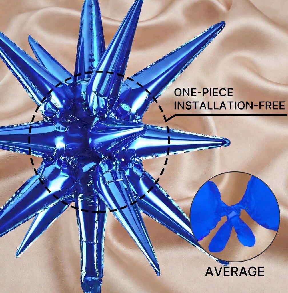 Metallic Blue Star Balloons 110pcs Different Sizes 18 12 10 5 Inch Pack 22 Inch Navy Blue Spike Star Explosion Foil Mylar Balloon Arch Kit for Birthday Party Decorations Vatoyum Balloons