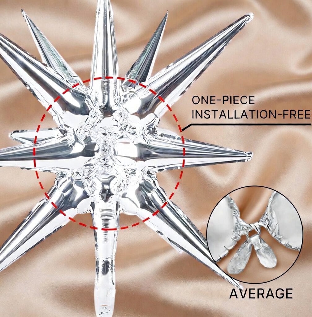 Metallic Silver Star Balloons 110pcs Different Sizes 18 12 10 5 Inch Pack 22 Inch Silver Spike Star Explosion Foil Mylar Balloon Arch Kit for Birthday Party Decorations Vatoyum Balloons
