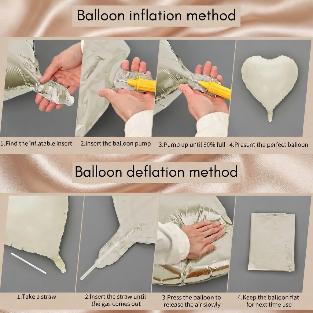 Cream Heart Balloons, 10PCS Cream White Foil Heart Shape Balloons, 18inch Beige Foil Valentine Balloons for Helium Nude Neutral Love Balloon for Valentines Day, White Wedding, Brithday Decorations Vatoyum Balloons