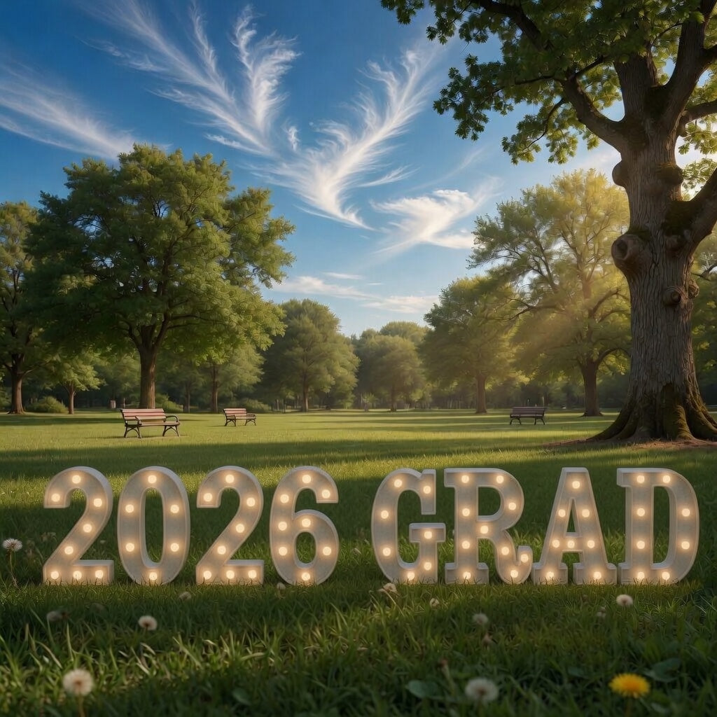 Graduation Decorations 2026 Deals-8 LED Long Marquee Light Up Letters 'Grad 2026' - Graduation Party Decor for Kindergarten Preschool High School College Graduation Vatoyum Balloons