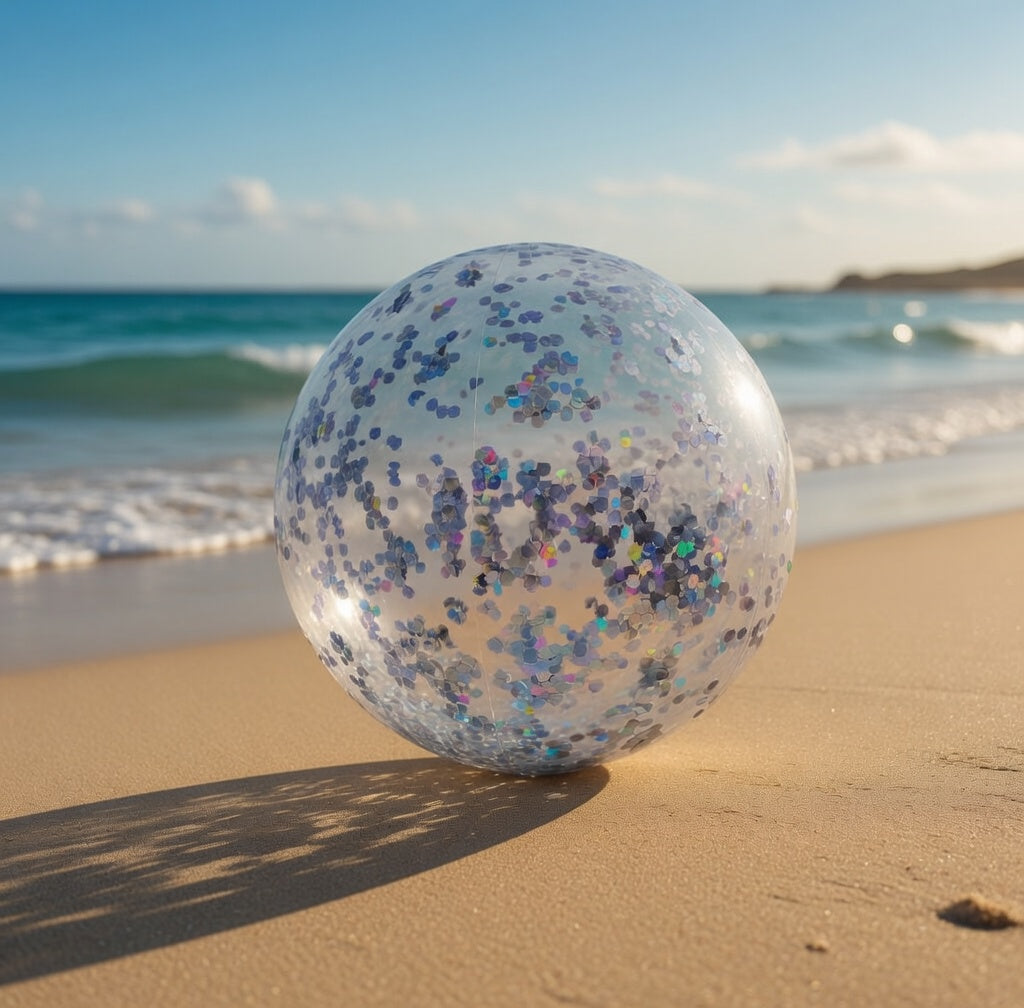 10 Pcs Inflatable Glitter Beach Balls 16 Inch Large Sparkly Confetti Pool Balls Clear Blow up Balloon Toys for Wedding Baby Shower Birthday 2026 New Year Party Decoration(Silver,Glitter) Vatoyum Balloons