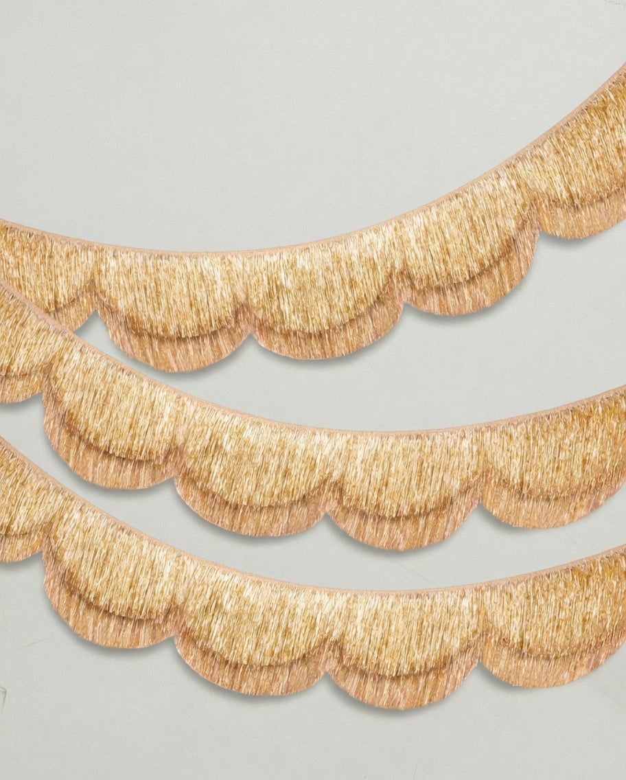 Gold Scalloped Layered Fringe Banner - 5 Ft. | Bachelorette Party Decorations, Birthday Party Decor, HBD Decor, Photo Booth Banner Backdrop Vatoyum Balloons