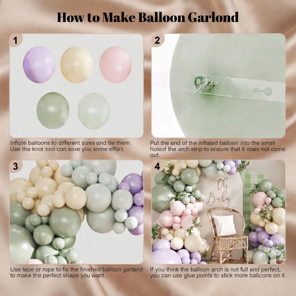 Dusty Green Purple Pastel Pink Balloon Arch Garland Kit 124Pcs Double Stuffed Light Green Sage Green Purple Yellow Macaron Pink Balloons for Wildflower Baby Shower Wedding Birthday Party Decorations Vatoyum Balloons