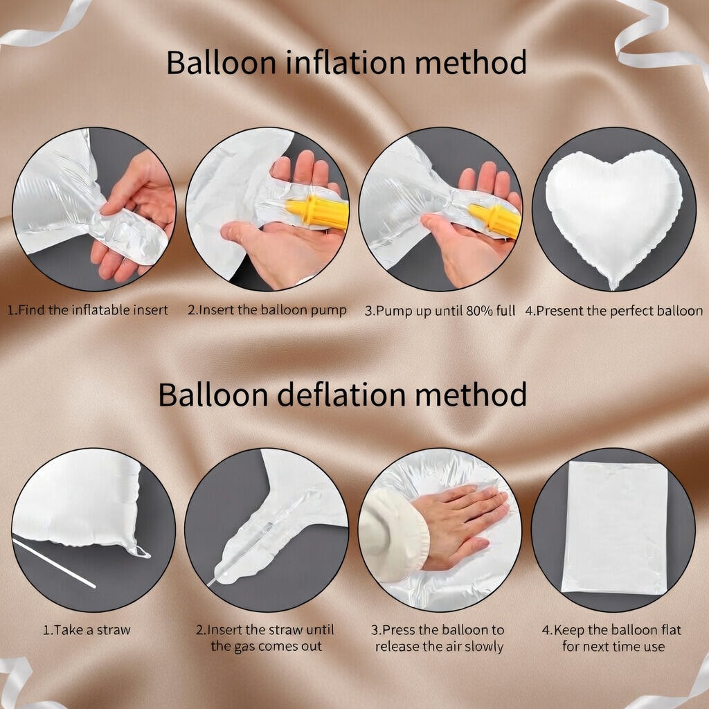 White Heart Balloons Helium, 10PCS White Foil Heart Shape Balloons Valentines 18inch Metallic White Foil Balloon for Helium Valentine Decorations for White Wedding, Brithday Party, Anniversary Vatoyum Balloons