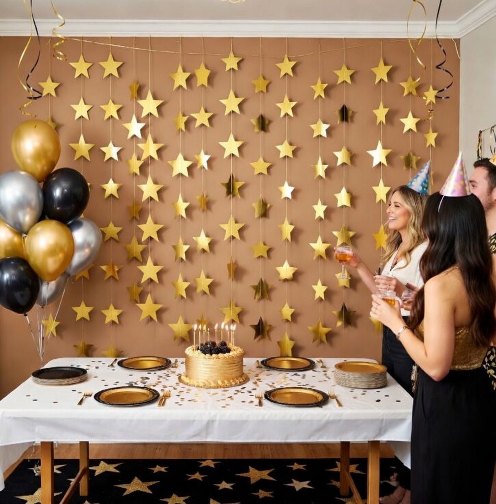 Glitter Star Garland Banner 2026 Graduation Decor 130 Feet Star Hanging Banner Twinkle Backdrop for Party Birthday Classroom Wedding Supplies(Gold) Vatoyum Balloons