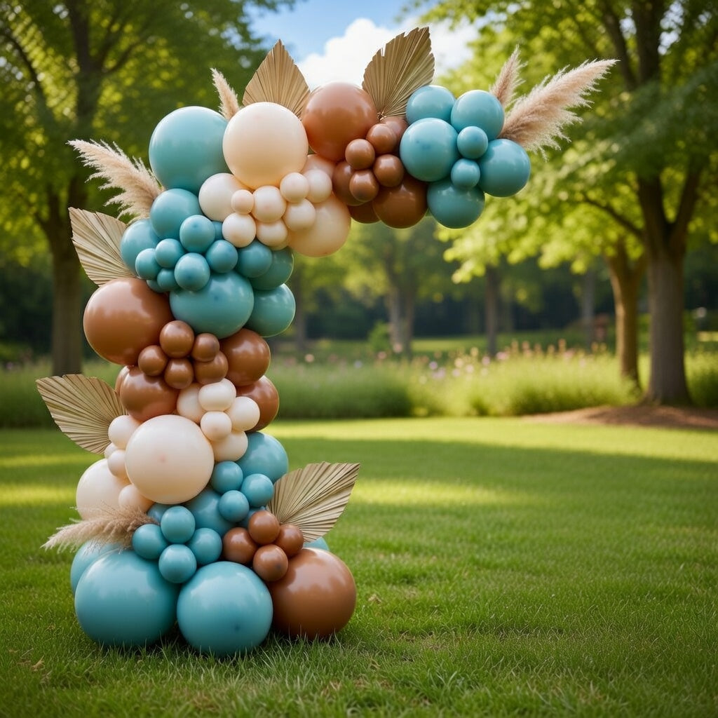 Blue Brown Baby Shower Balloons,157pcs Light Blue Coffee Brown White Ivory Balloon Garland Arch Kit for Baby Shower Bridal Shower Boy Girls Birthday Wedding Party Teddy Bear Party Decorations Vatoyum Balloons