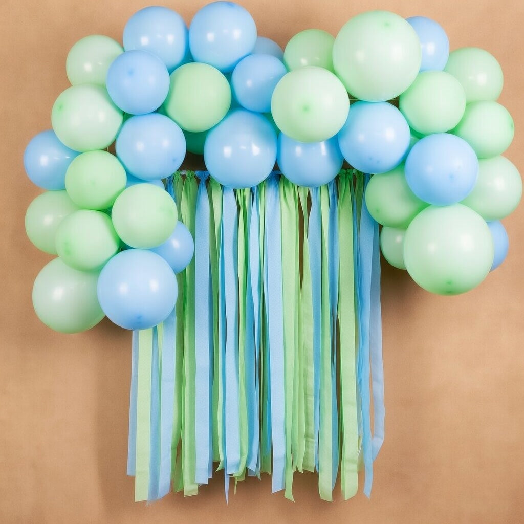 Crepe Paper Streamers 6 Rolls 492 ft Pack of Blue Pastel Blue Green and Lime Crepe Paper for Graduation Wedding Baby Shower Gender Reveal Birthday Party Decorations (1.8 Inch x 82 Ft/Roll) Vatoyum Balloons