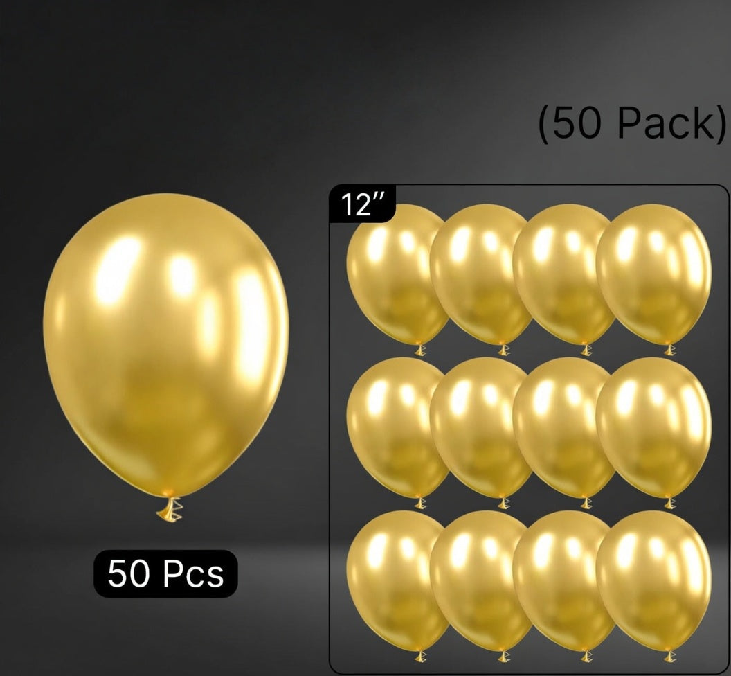 Gold Balloons 50pcs 12 Inch Gold Latex Helium Balloons for Birthday Wedding Anniversary Baby Shower Graduation Bachelorette Retirement Engagement Tea Casino Disco Party Decorations Vatoyum Balloons