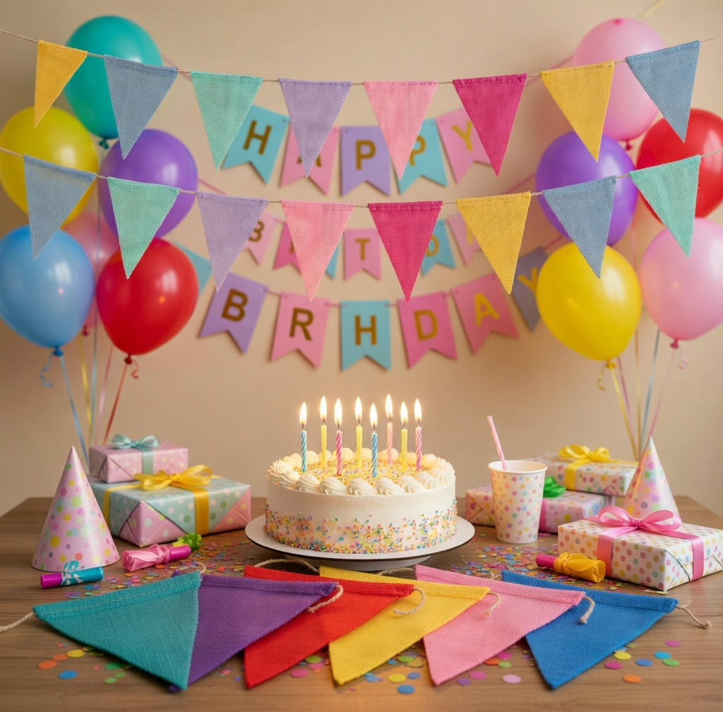 Pennant Banner Flags Pastel - Colorful Triangle Banners for Birthday Easter Classroom School Carnival Garland Outdoor Burlap Bunting Party Decorations 4 Strings Vatoyum Balloons