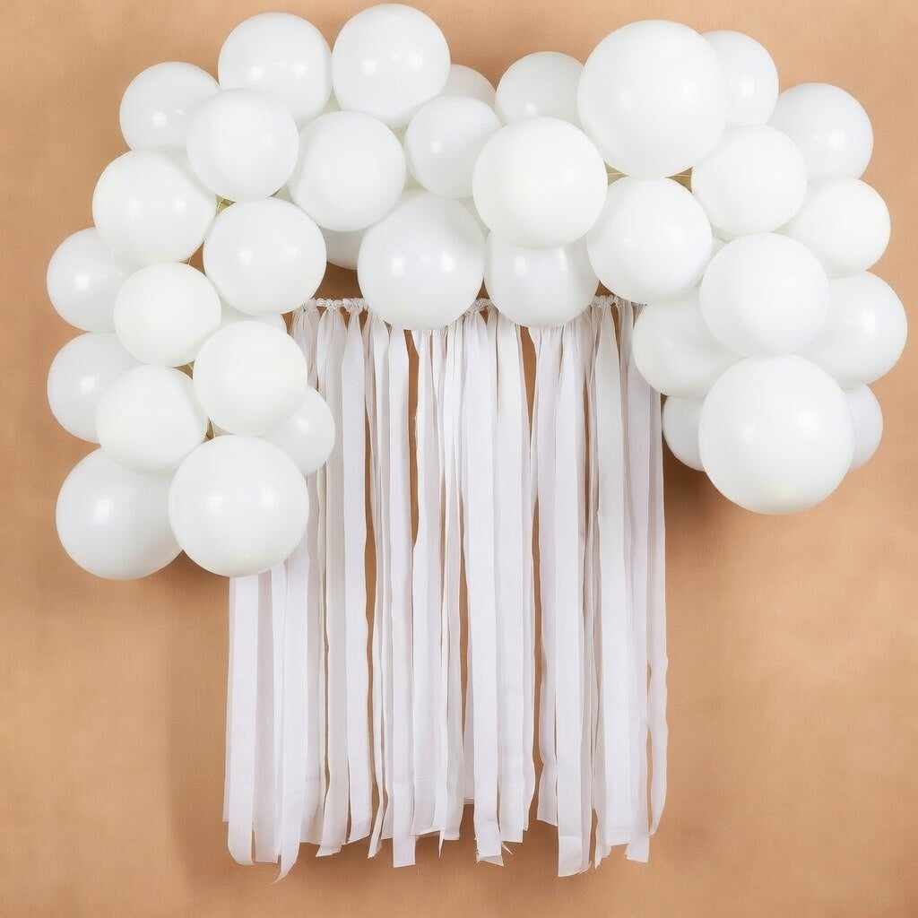 White Crepe Paper Streamers 4 Rolls 328ft, Pack of Party Streamers for Party Decorations, Crepe Paper for Birthday, Baby Shower, Wedding Party Decorations (1.8 Inch x 82 Ft/Roll) Vatoyum Balloons