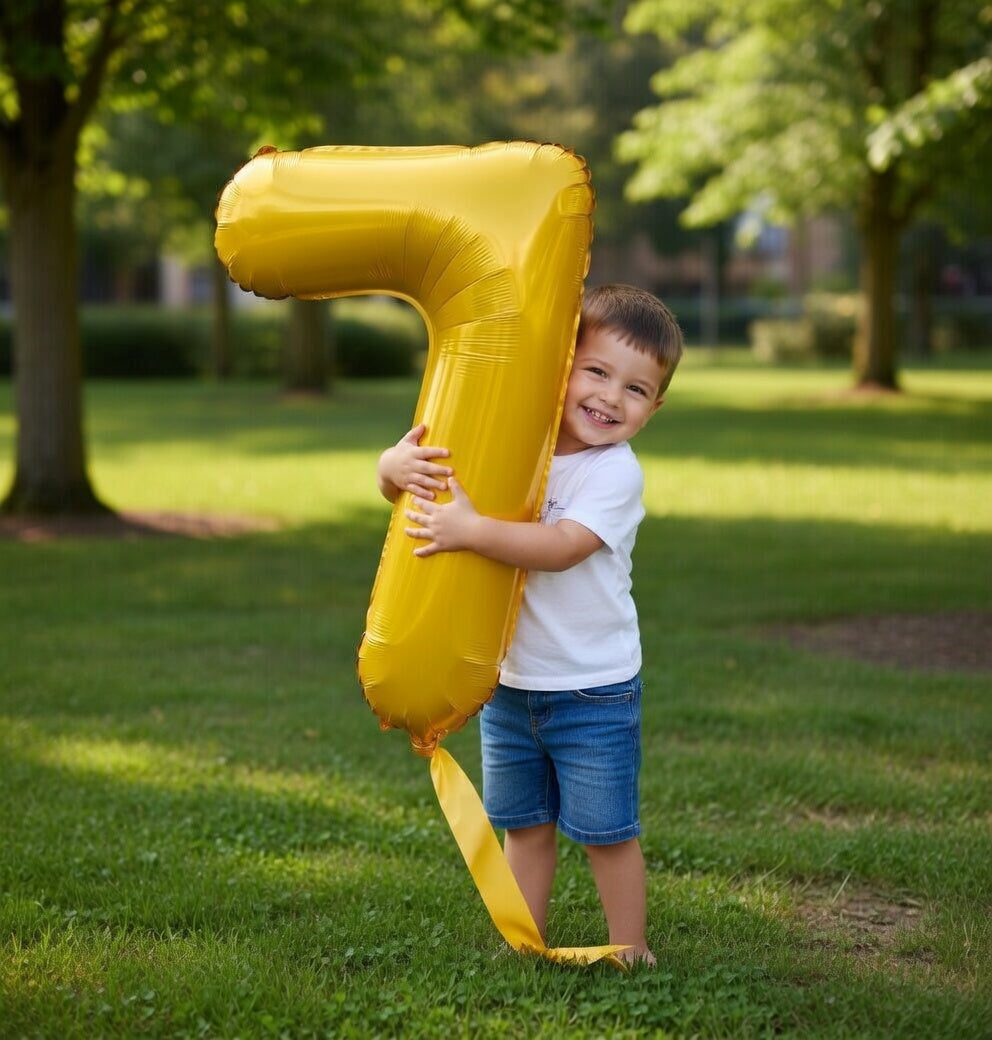 Yellow 7 Balloon, Number Balloons 40 Inch, 7th Birthday Decorations for Girls Kids, Party Decoration for Women, Number 7 Balloon Vatoyum Balloons