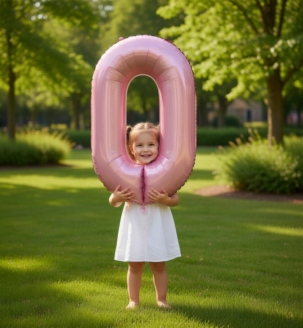 Pearlescent Pink Number 0 Balloon 40 Inch, 0 Balloon Number for 10th 20th 30th 40th 50th 60th Birthday Decorations, Pearlescent Pink Party Supplies Vatoyum Balloons