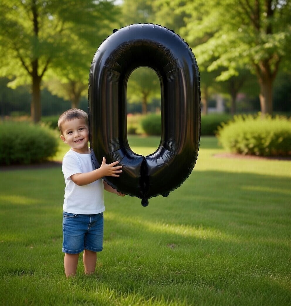 Black Number Balloon 40 Inch, 0 Number Balloons, 10 20 30 40 50 60 70 80 Numbers Balloon Birthday Decorations, Black Party Supplies for Women Men Vatoyum Balloons