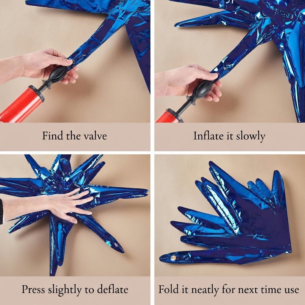 Metallic Blue Star Balloons 110pcs Different Sizes 18 12 10 5 Inch Pack 22 Inch Navy Blue Spike Star Explosion Foil Mylar Balloon Arch Kit for Birthday Party Decorations Vatoyum Balloons