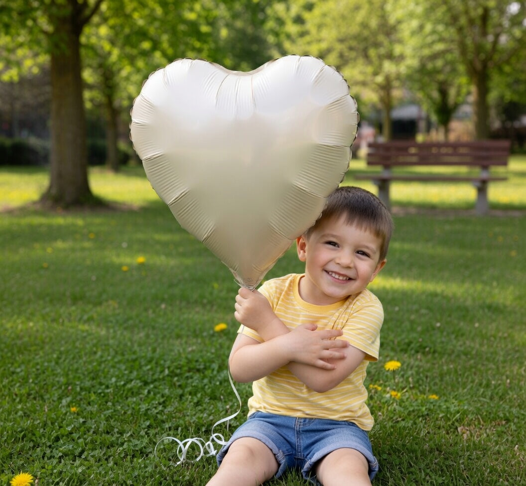 Cream Heart Balloons, 10PCS Cream White Foil Heart Shape Balloons, 18inch Beige Foil Valentine Balloons for Helium Nude Neutral Love Balloon for Valentines Day, White Wedding, Brithday Decorations Vatoyum Balloons