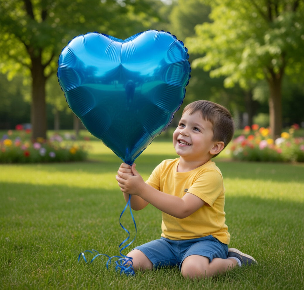 Blue Foil Heart Balloons, 10PCS 18inch Love Shape for Helium Birthday Party Decorations, Boys Men, Baby Shower, Valentines, Wedding, Anniversary Vatoyum Balloons
