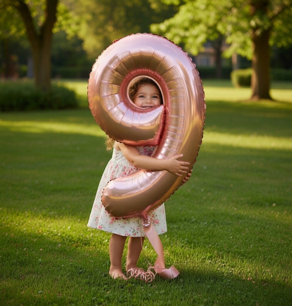 Rose Gold 9 Balloon, Number Balloons 40 Inch, 9th Giant Birthday Decorations for Boys Girls, 19th 29th Party Decorations Supplies, Number 9 Balloon Vatoyum Balloons