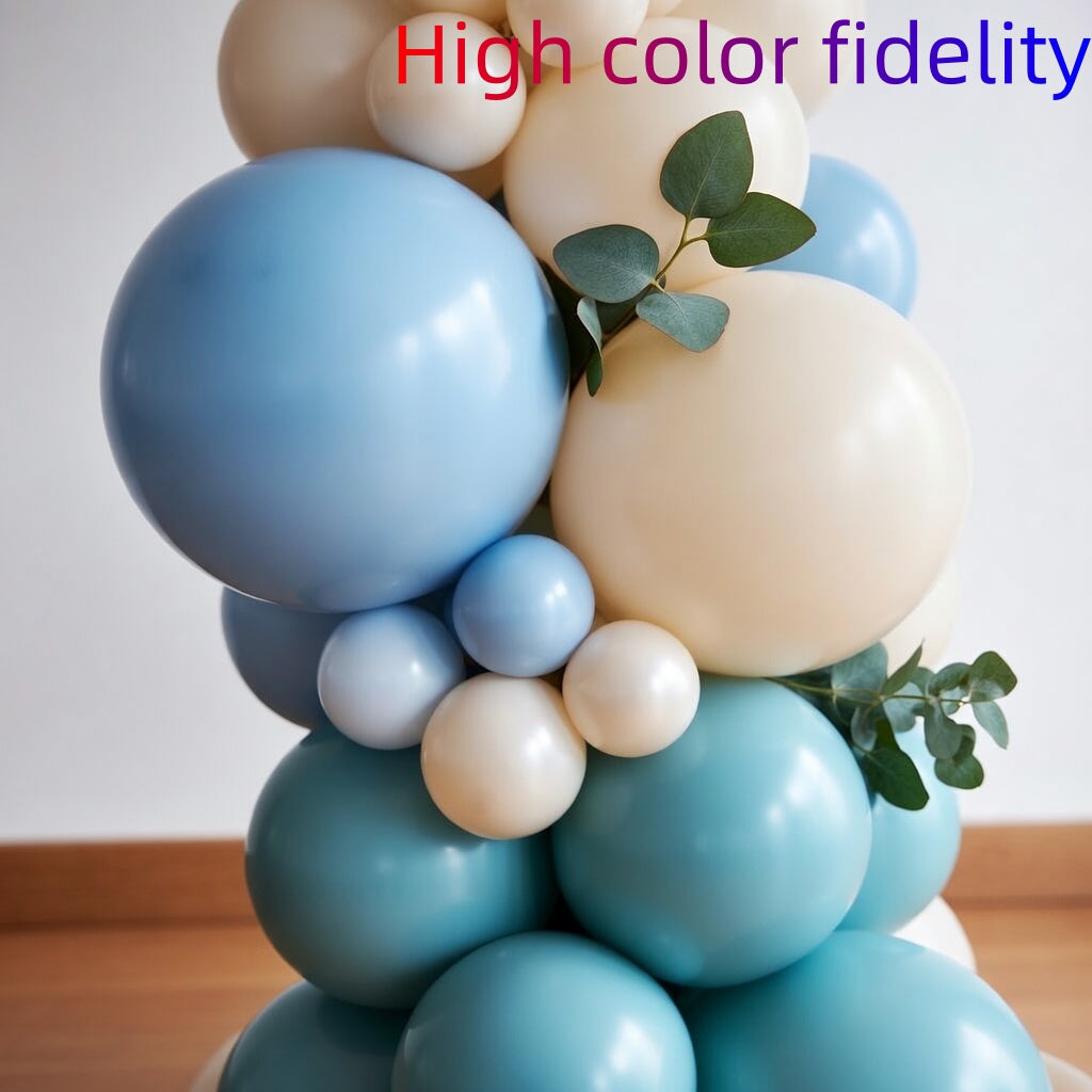 Light blue balloon arch set, a 124-piece blue and white balloon arch wreath set, including macaron blue, light blue, and sand white balloons, suitable for baby showers, bridal parties, and birthday party decorations. Vatoyum Balloons