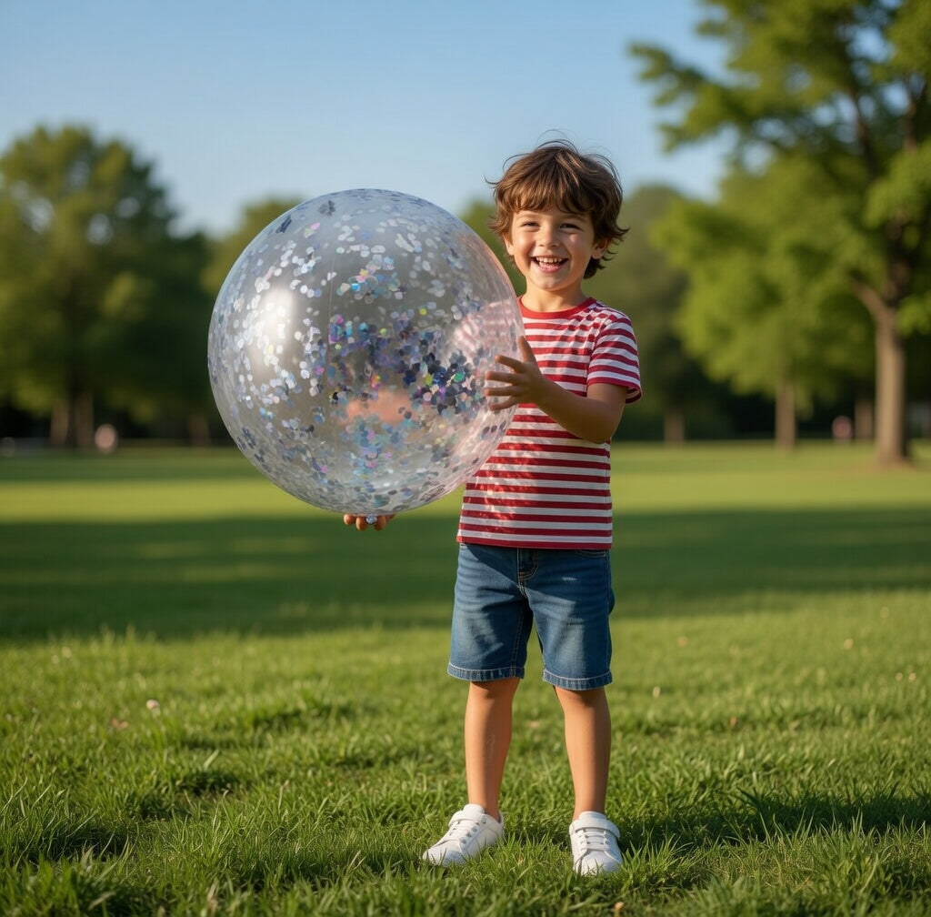 10 Pcs Inflatable Glitter Beach Balls 16 Inch Large Sparkly Confetti Pool Balls Clear Blow up Balloon Toys for Wedding Baby Shower Birthday 2026 New Year Party Decoration(Silver,Glitter) Vatoyum Balloons