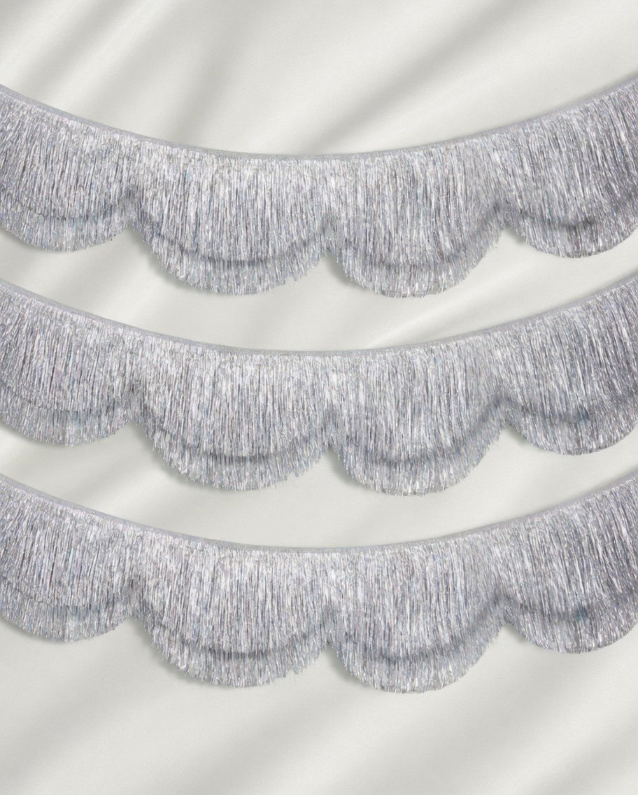 Silver Iridescent Wavy Fringe Banner – 6 ft | Bachelorette Party Decor, Birthday Banner, Glittery Decoration, Photo Booth Backdrop Vatoyum Balloons