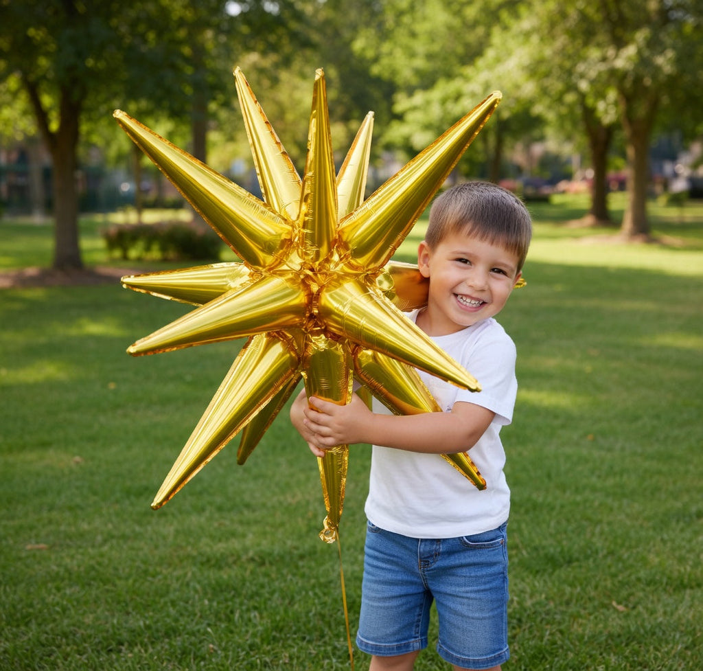 Metallic gold star foil balloons, 6 in total. Available in 27-inch and 22-inch sizes. Perfect for graduation ceremonies, anniversaries, bachelor/bachelorette parties, engagement parties, and birthday party decorations. Vatoyum Balloons