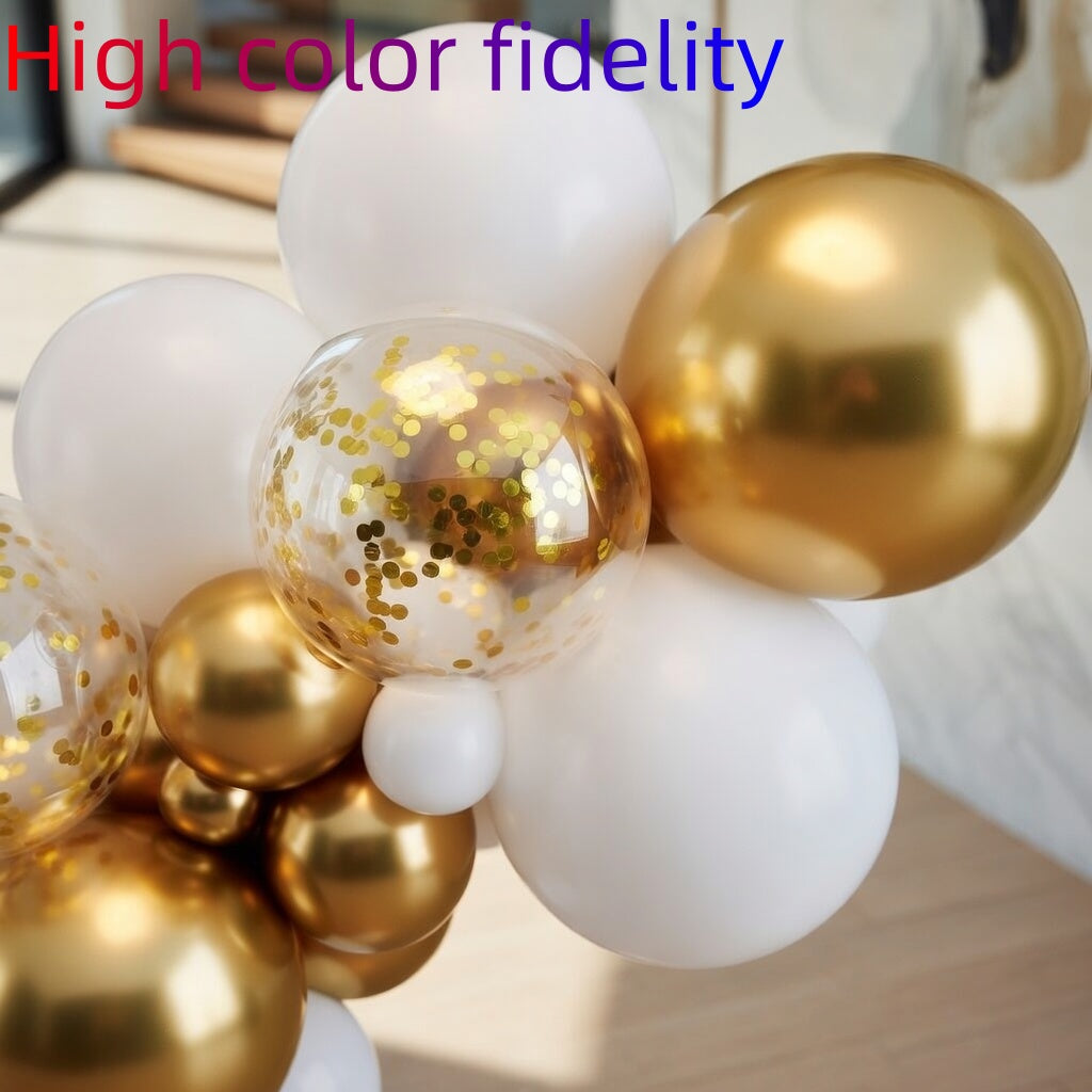 White Gold Balloons Arch Garland Kit, 100Pcs White Gold Metallic Chrome and Gold Confetti Balloons Arch for Wedding, Birthday, Engagement, Bridal Shower Special Events Party Decoration Vatoyum Balloons