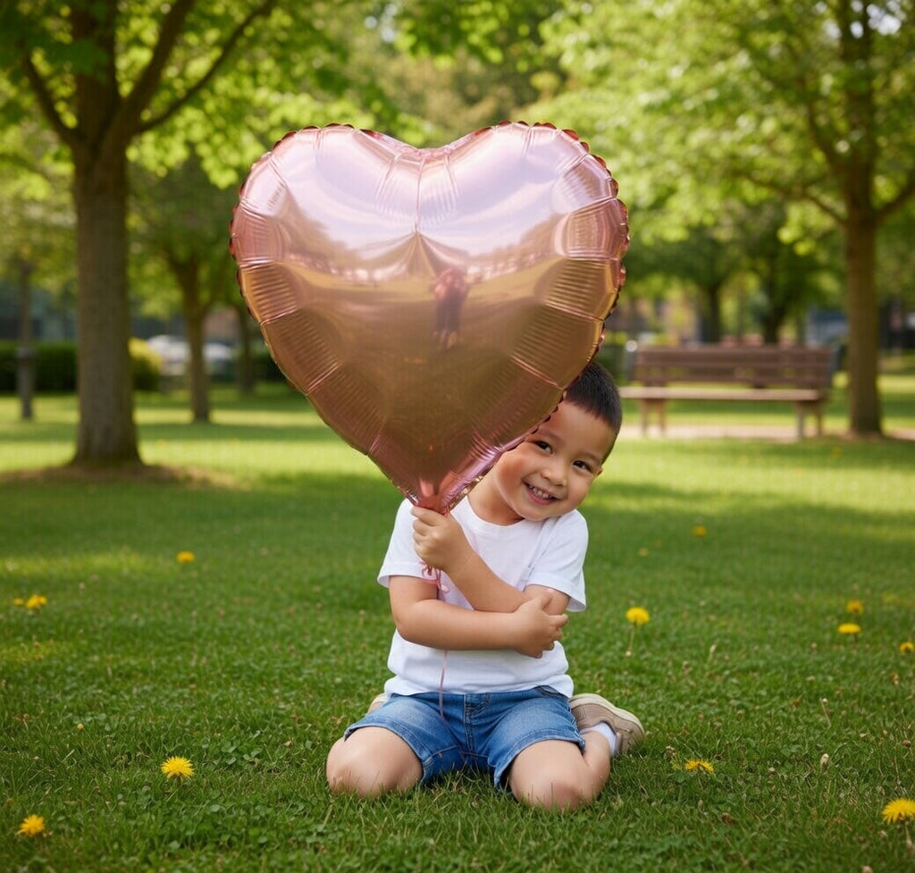 Rose Gold Foil Heart Balloons, 10PCS Rose Gold Heart Shape Balloons, Valentines Balloons 18inch Foil Balloons for Helium Birthday Decorations for Valentines Day, Wedding, Brithday Party, Baby Shower Vatoyum Balloons