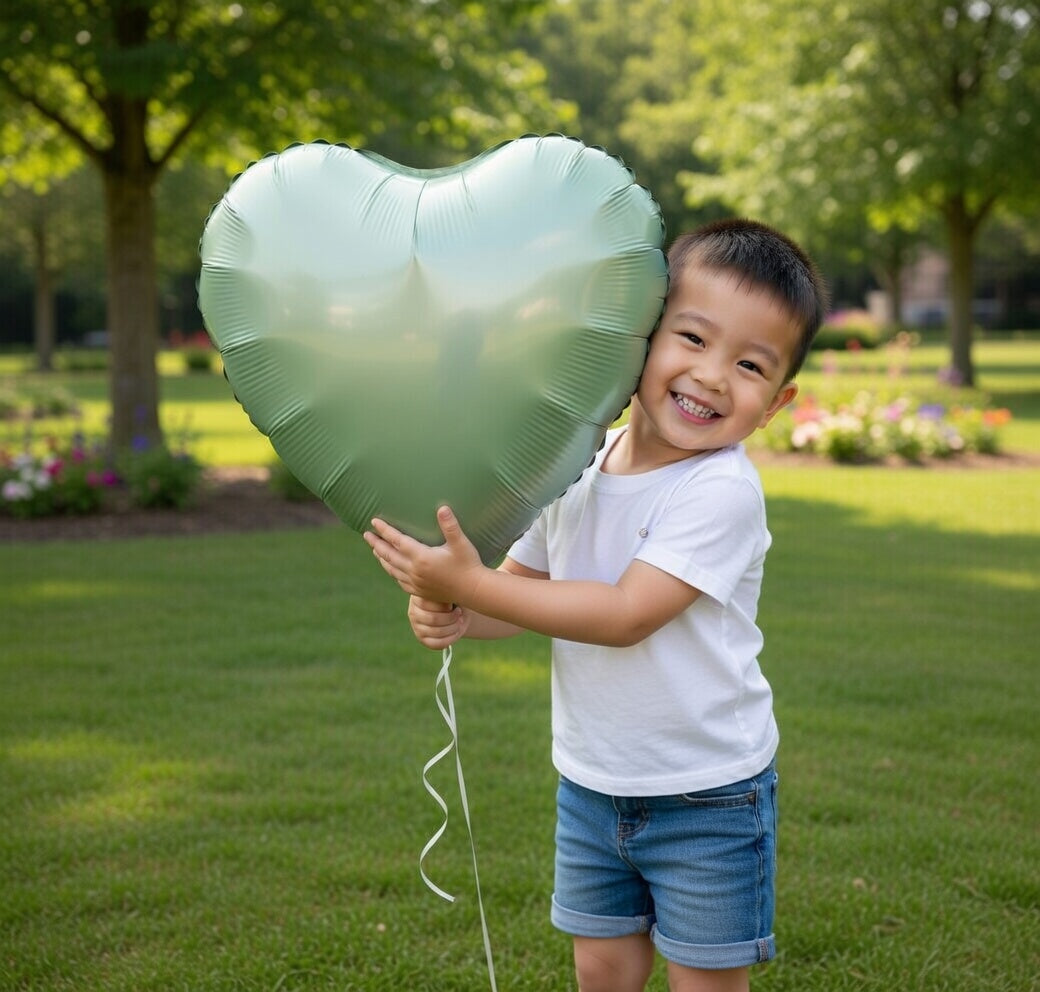 Sage Green Heart Balloon, 10PCS Green Foil Heart Balloons, 18inch Olive Green Heart Shape Balloons for Helium Birthday Party Decorations for Jungle Brithday Party, Valentines Day, Wedding, Anniversary Vatoyum Balloons