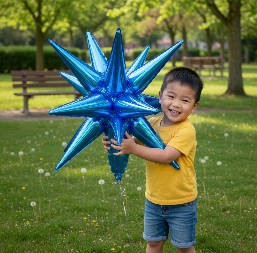 Navy blue star-shaped foil balloons, 6-pack, various sizes, 27-inch and 22-inch large explosive spike foil balloons, suitable for party decorations, graduation ceremonies, bachelor/bachelorette parties, birthday parties, baby showers. Vatoyum Balloons