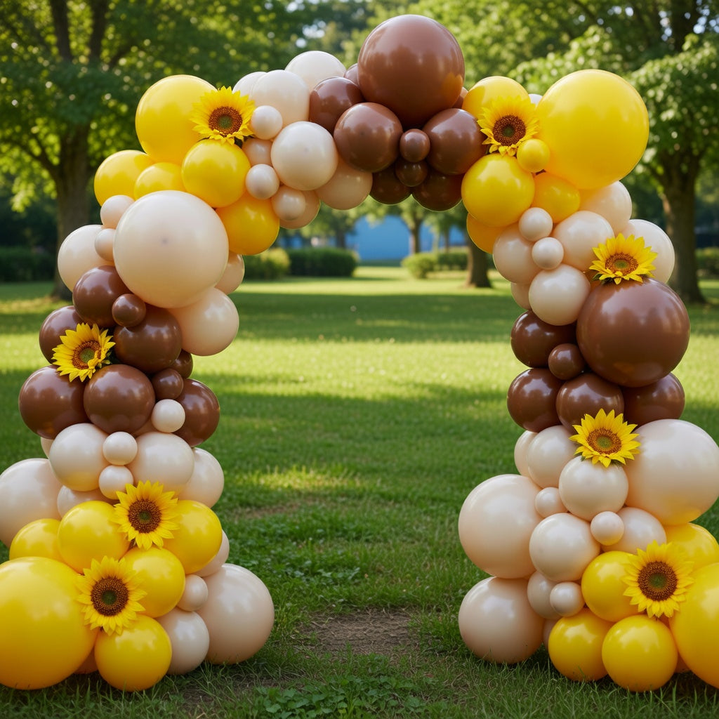 Balloon Arch Kit Mustard Yellow Brown Ivory White Balloons for Sunflower Bee Theme Gender Reveal Birthday Party Baby Shower Decorations Vatoyum Balloons