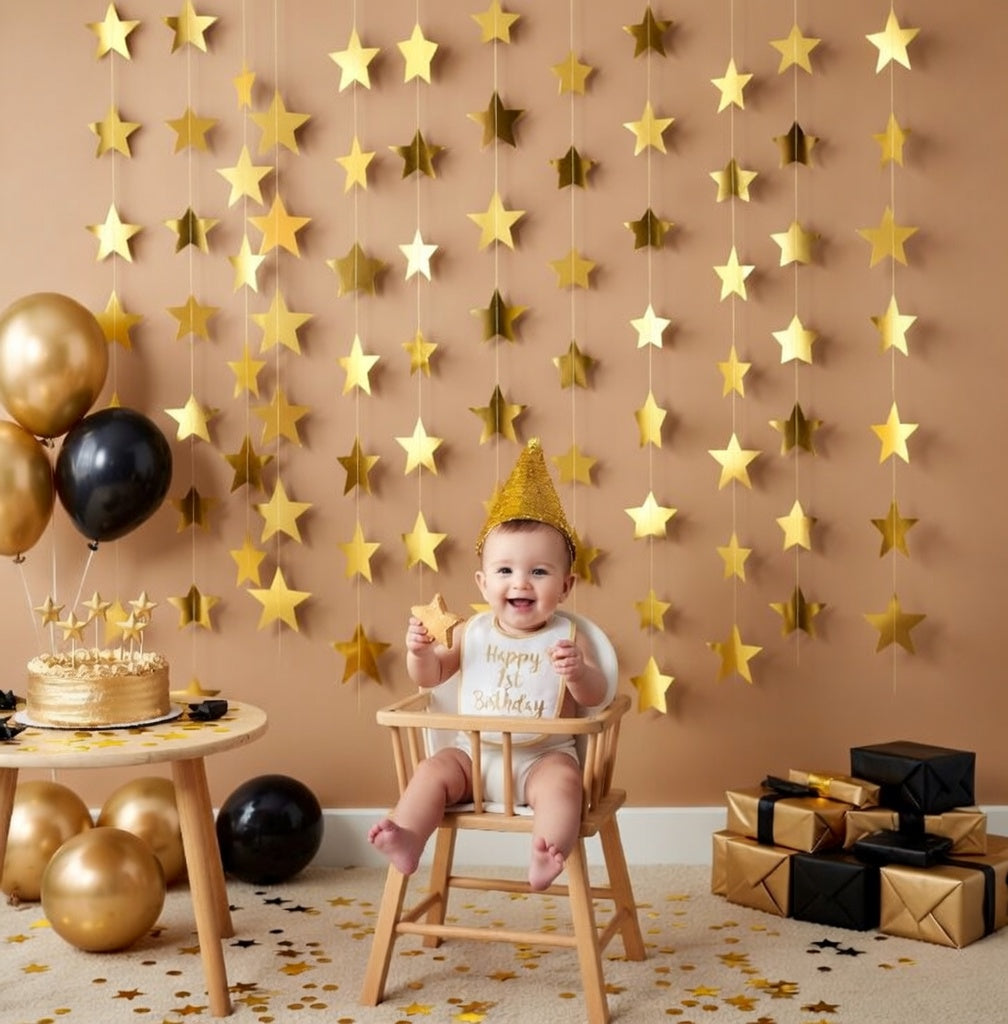 Glitter Star Garland Banner 2026 Graduation Decor 130 Feet Star Hanging Banner Twinkle Backdrop for Party Birthday Classroom Wedding Supplies(Gold) Vatoyum Balloons