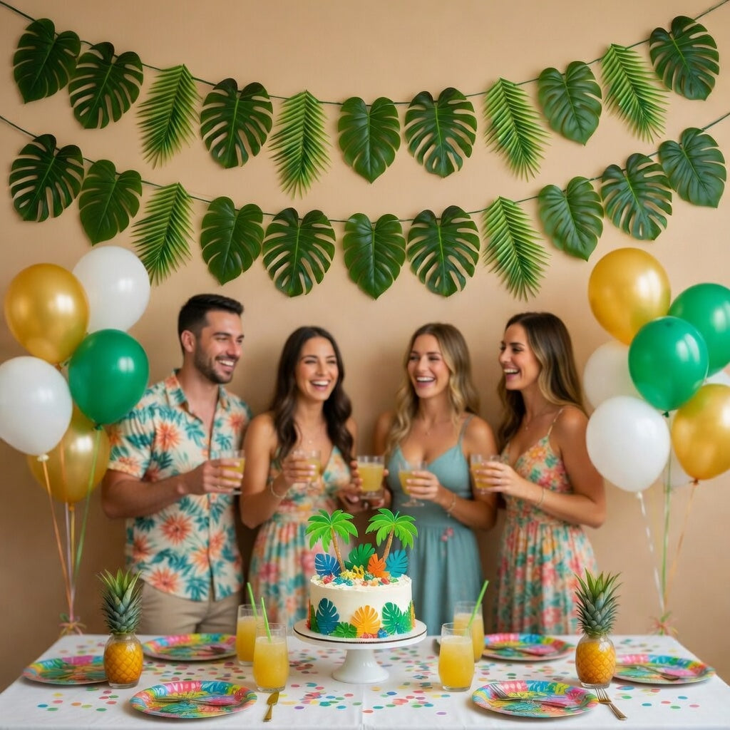 Tropical Palm Leaf Garland Party Decorations, Length 2.6M, 8.5 FT, Green Vatoyum Balloons