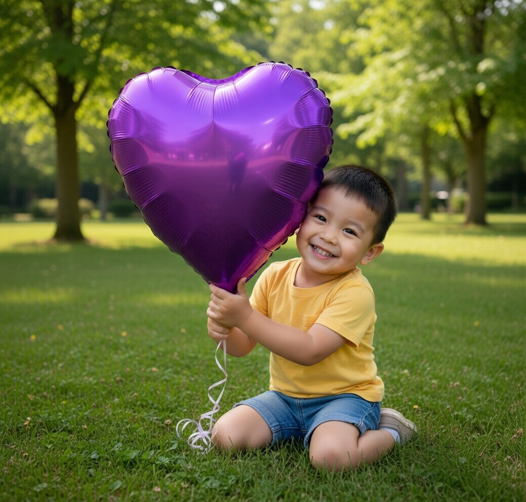 Purple Heart Balloon, 10PCS Purple Foil Heart Balloons, 18inch Metallic Purple Heart Shape Foil Balloons for Helium Birthday Party Decorations for Brithday Party, Valentines Day, Wedding, Anniversary Vatoyum Balloons