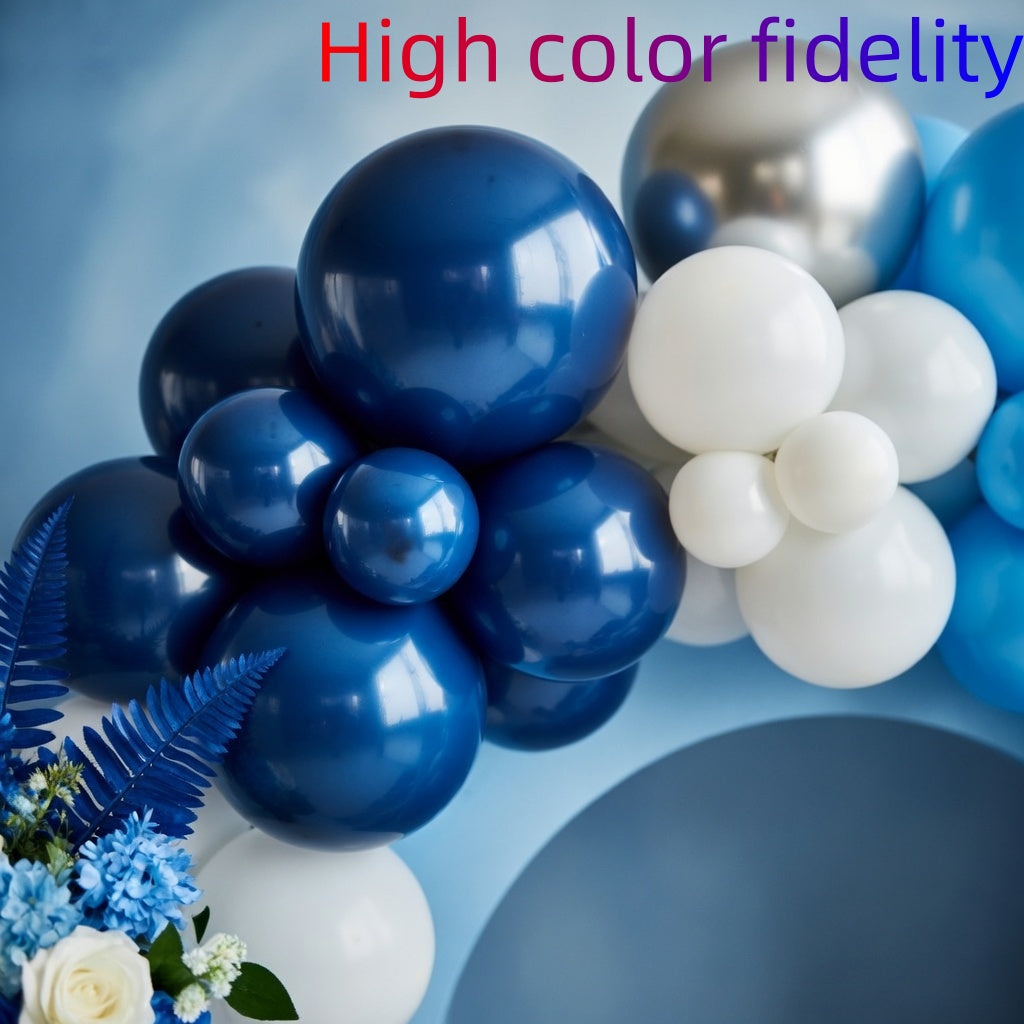 144-piece blue balloon arch wreath set, 18/12/10/5-inch blue, white, and silver party balloons, silver sequined latex balloons, suitable for birthday, wedding, and baby shower decorations. Vatoyum Balloons