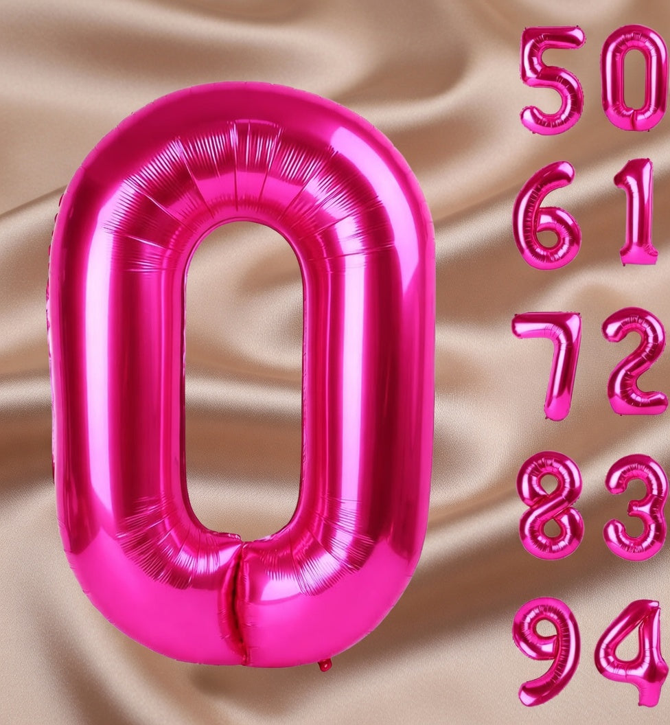 Bright pink #5 balloons, 40-inch number balloons, 5th birthday balloon decorations, bright pink party supplies, #5 number balloons, number 5 balloons Vatoyum Balloons