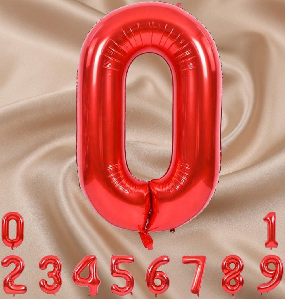 Red Number Balloon 40 Inch, 0 Number Balloons, 10 20 30 40 50 Numbers Balloon Birthday Decorations for Red Party Supplies Vatoyum Balloons
