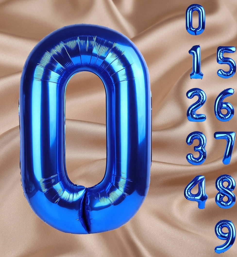 Navy Blue Number Balloon 40 Inch, 0 Number Balloons, 10 20 30 40 50 Numbers Balloon Birthday Decorations, Blue Party Supplies for Boy Men Vatoyum Balloons
