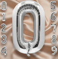 Silver Number 0 Balloon 40 Inch, 0 Balloon Number for 10th 20th 30th 40th 50th 60th Birthday Decorations, Silver Party Supplies Vatoyum Balloons