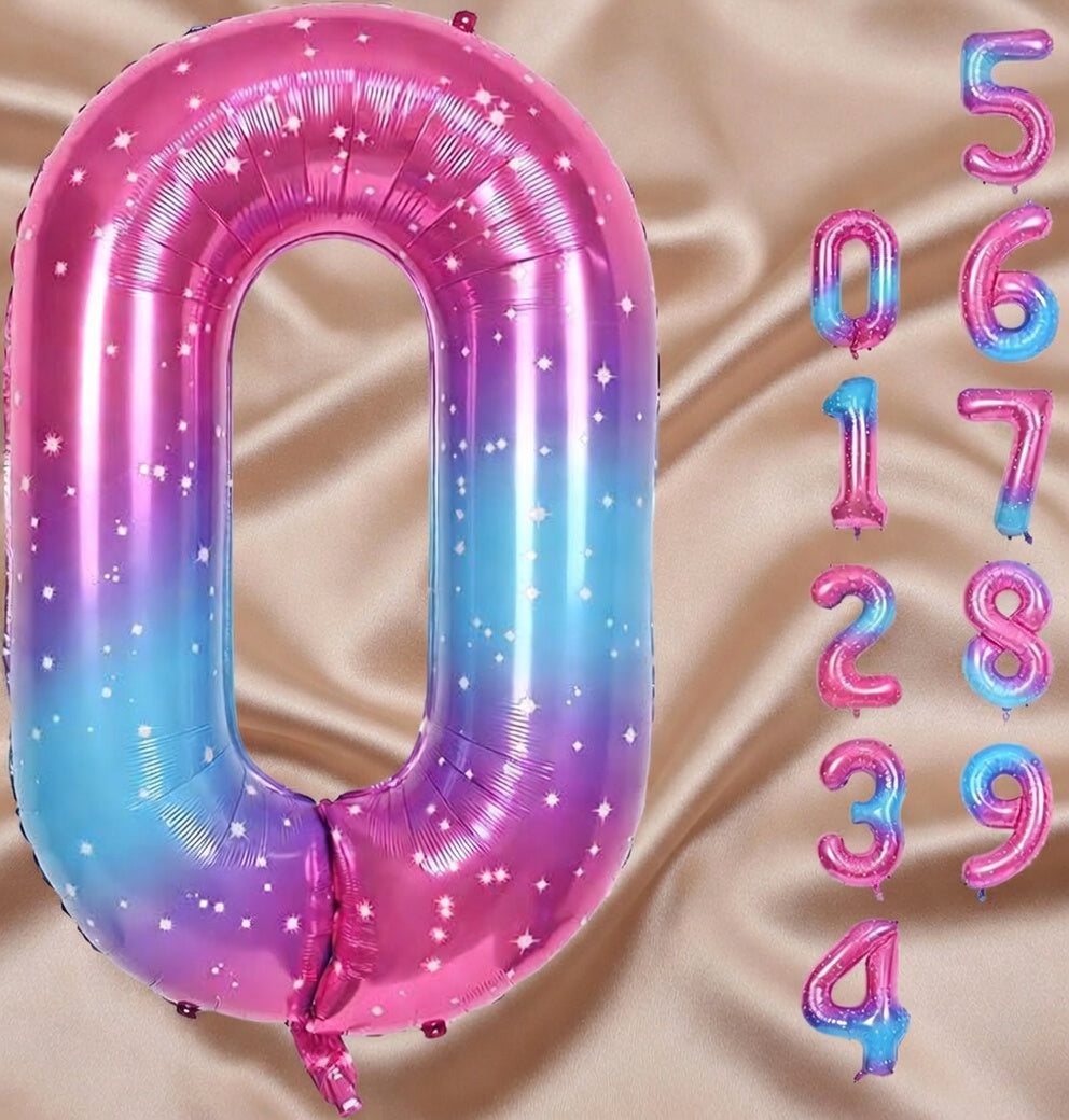 Starry Sky 6 Balloon, Number Balloons 40 Inch, 6th Balloons for Birthday Decorations, Starry Sky Party Supplies 6 Birthday Balloon, Number 6 Balloon Vatoyum Balloons