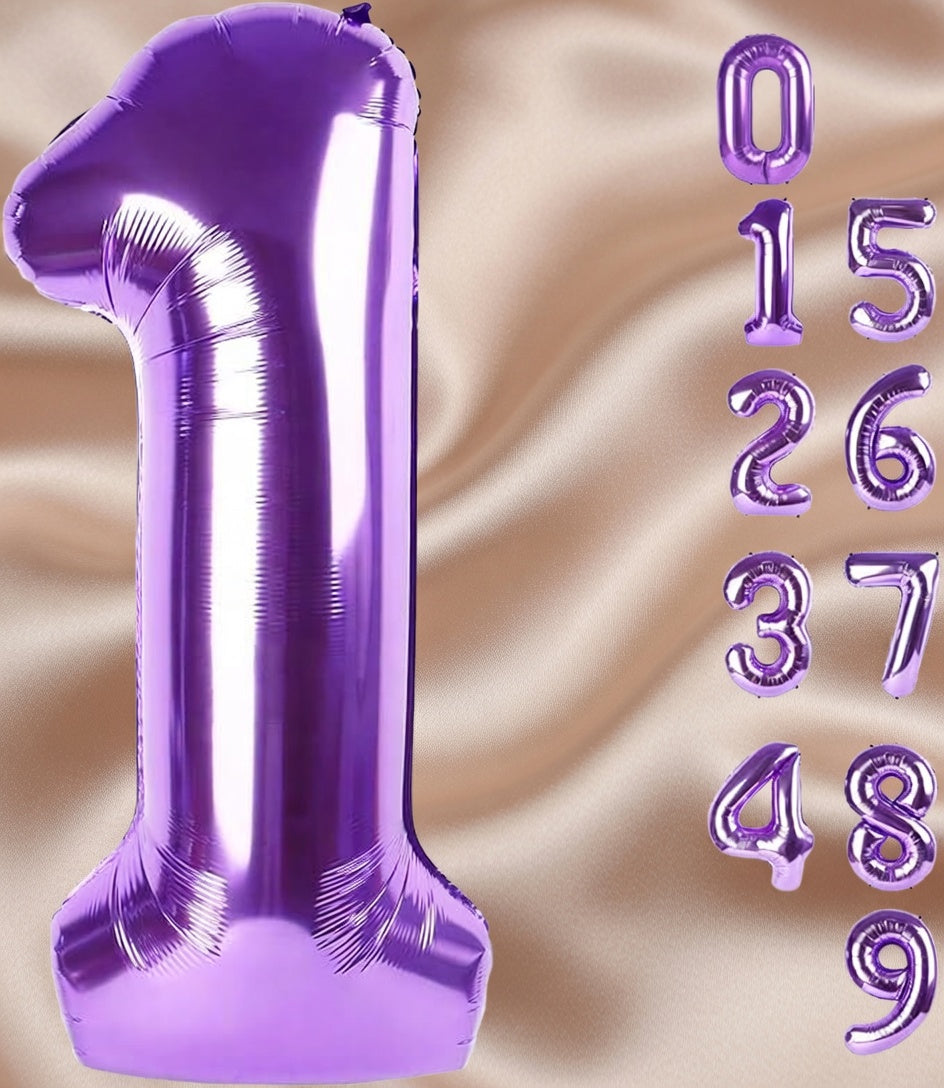 Purple Number Balloon 40 Inch, 0 Number Balloons, 10 20 30 40 50 Numbers Balloon Birthday Decorations, Purple Party Supplies for Girls Women Adults Vatoyum Balloons