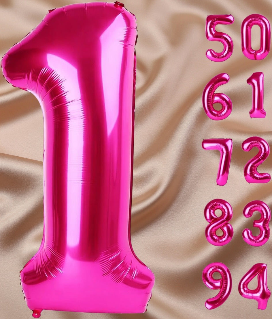 Bright pink #5 balloons, 40-inch number balloons, 5th birthday balloon decorations, bright pink party supplies, #5 number balloons, number 5 balloons Vatoyum Balloons