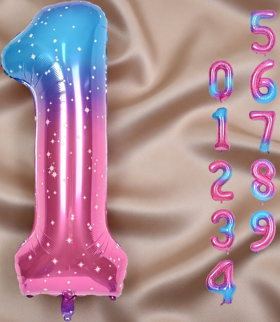 Starry Sky 6 Balloon, Number Balloons 40 Inch, 6th Balloons for Birthday Decorations, Starry Sky Party Supplies 6 Birthday Balloon, Number 6 Balloon Vatoyum Balloons