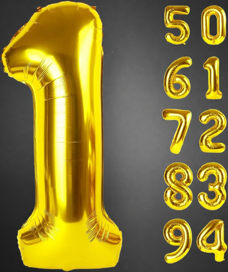 Gold Number 1 Balloon 40 Inch, 0 Balloon Number for 10th 20th 30th 40th 50th 60th Birthday Decorations, Gold Party Supplies Vatoyum Balloons