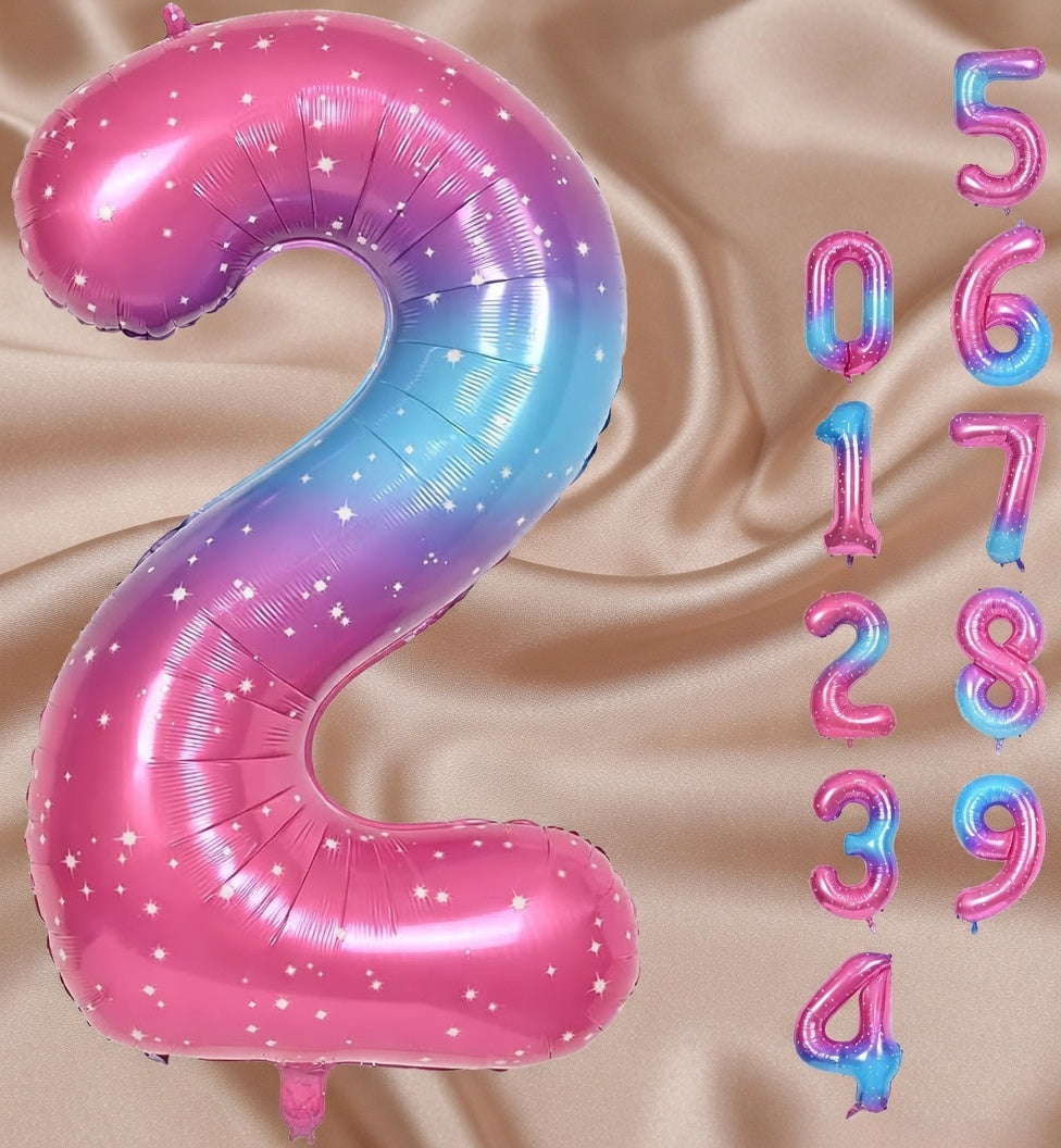 Starry Sky 6 Balloon, Number Balloons 40 Inch, 6th Balloons for Birthday Decorations, Starry Sky Party Supplies 6 Birthday Balloon, Number 6 Balloon Vatoyum Balloons