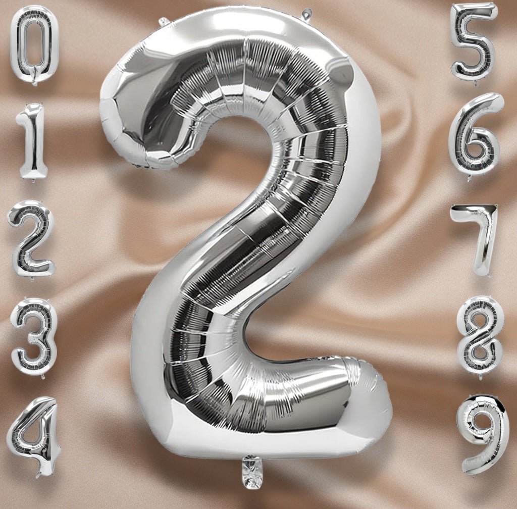 Silver Number 0 Balloon 40 Inch, 0 Balloon Number for 10th 20th 30th 40th 50th 60th Birthday Decorations, Silver Party Supplies Vatoyum Balloons