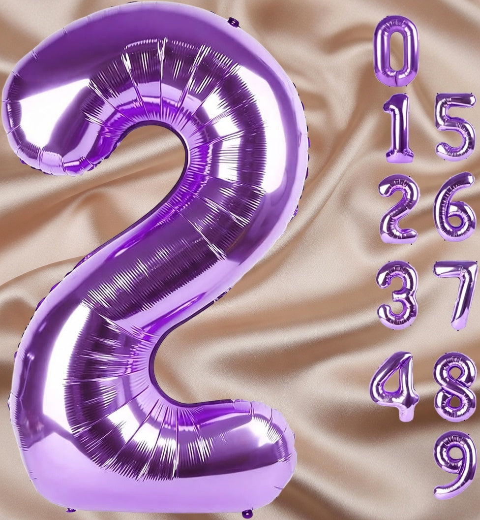 Purple Number Balloon 40 Inch, 0 Number Balloons, 10 20 30 40 50 Numbers Balloon Birthday Decorations, Purple Party Supplies for Girls Women Adults Vatoyum Balloons