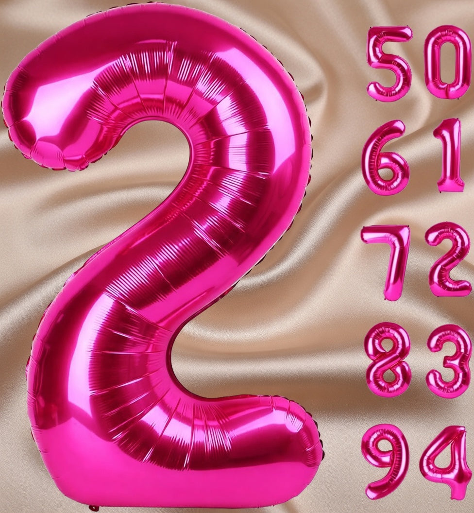 Bright pink #5 balloons, 40-inch number balloons, 5th birthday balloon decorations, bright pink party supplies, #5 number balloons, number 5 balloons Vatoyum Balloons