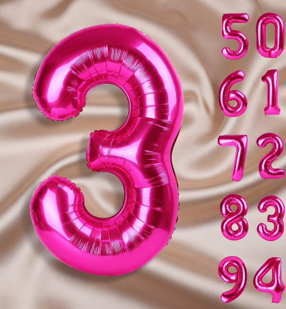 Bright pink #5 balloons, 40-inch number balloons, 5th birthday balloon decorations, bright pink party supplies, #5 number balloons, number 5 balloons Vatoyum Balloons