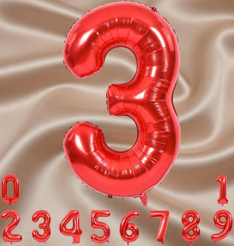 Red Number Balloon 40 Inch, 0 Number Balloons, 10 20 30 40 50 Numbers Balloon Birthday Decorations for Red Party Supplies Vatoyum Balloons